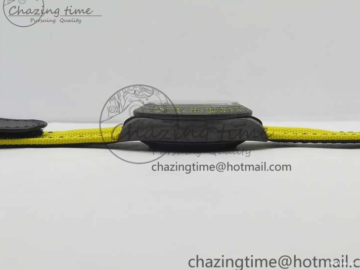 0102 Supportive Daytona DIW Carbon Case and Bezel Black Yellow Dial on Yellow Nylon Strap A 3220